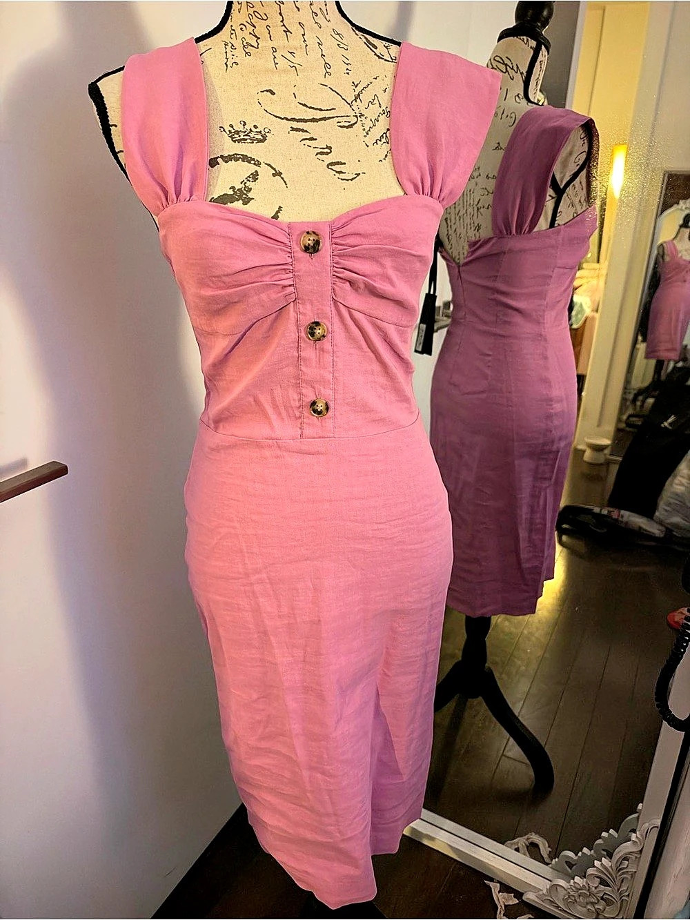 Pinko Abito Ruched Midi Dress Pink Size 38